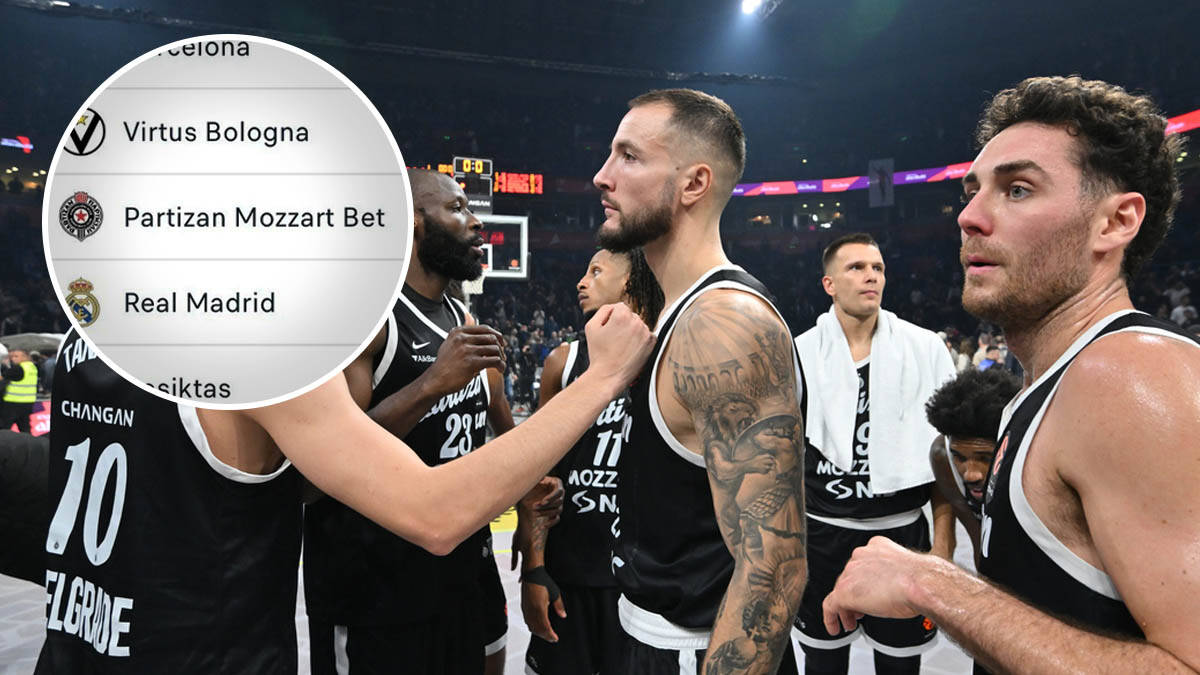 Tabela Evrolige posle poraza Partizana: Crno-beli pali, sledi derbi sa Zvezdom