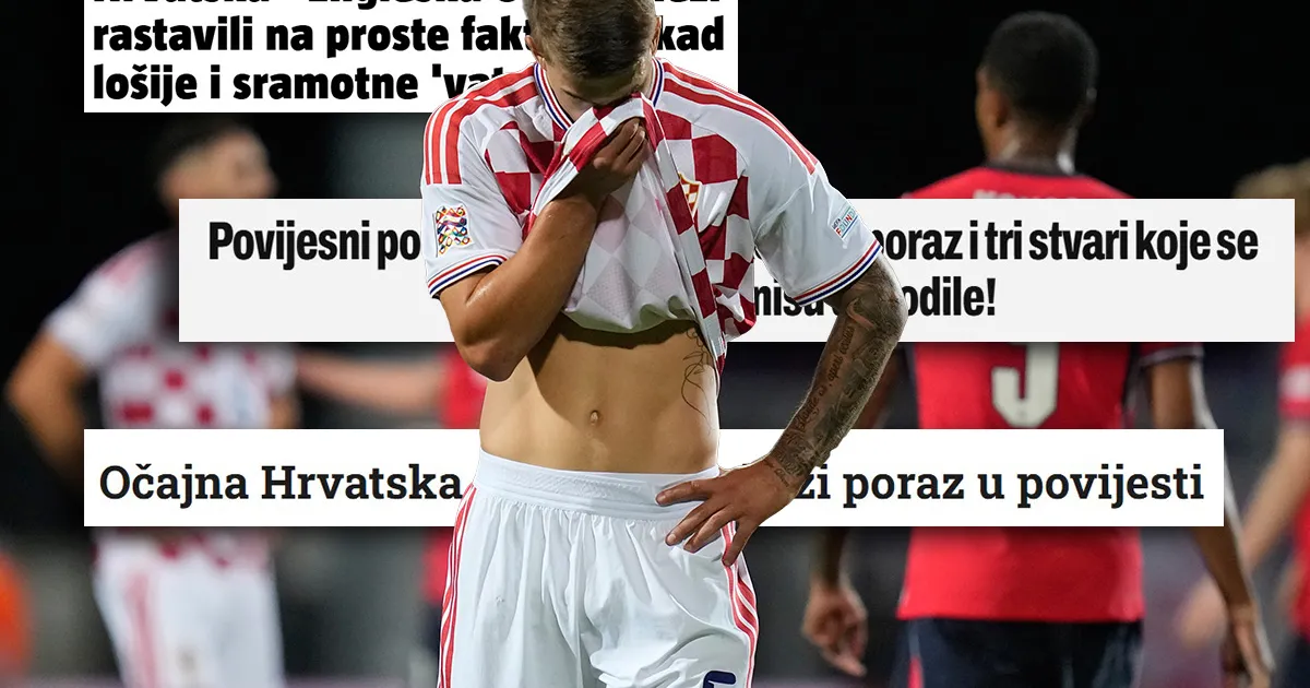 Kako su mediji u Hrvatskoj videli poraz 7:0 od Engleske: "Istorijski potop, nije za mlađe od 18..."