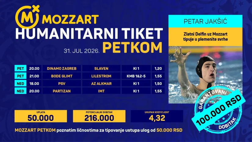 Humanitarni tiket u podne: Petar Jakšić, u stilu zlatnog Delfina očekuje dobitnih 216.000 dinara