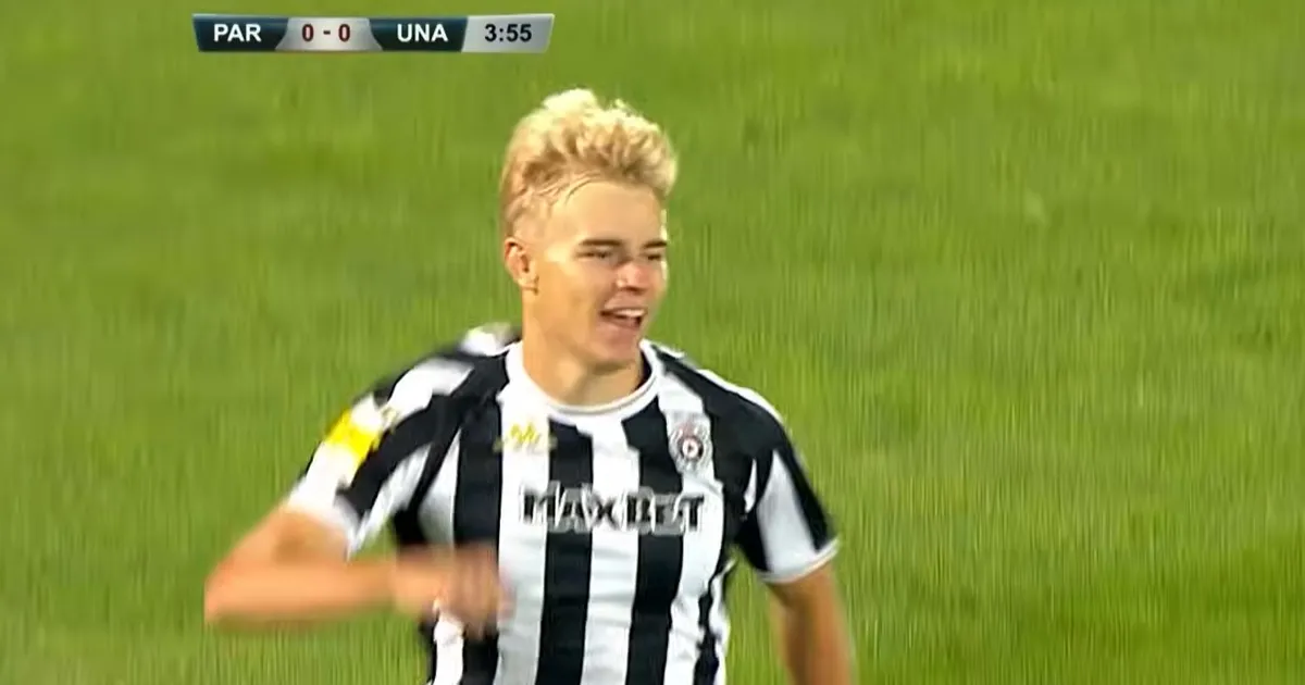 Ovako je Erik Kojzek u 4. minutu doneo prednost Partizanu protiv Une Štrasen na evropskom debiju
