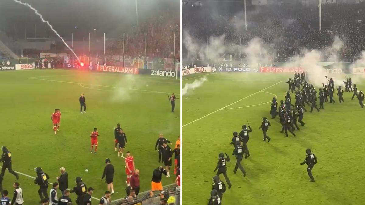 Neviđene scene u Nemačkoj: Konjica uletela na teren da rastera huligane