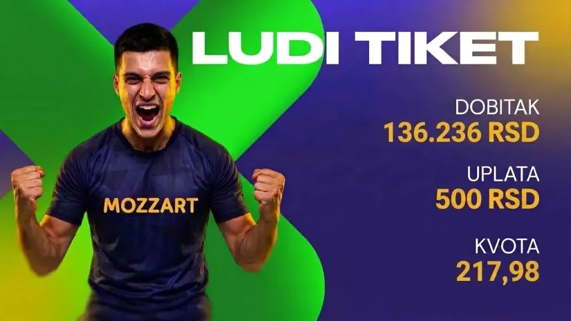 LUDI TIKET, sreda, 136.236 dinara: Silna partija uz golove i Engleze