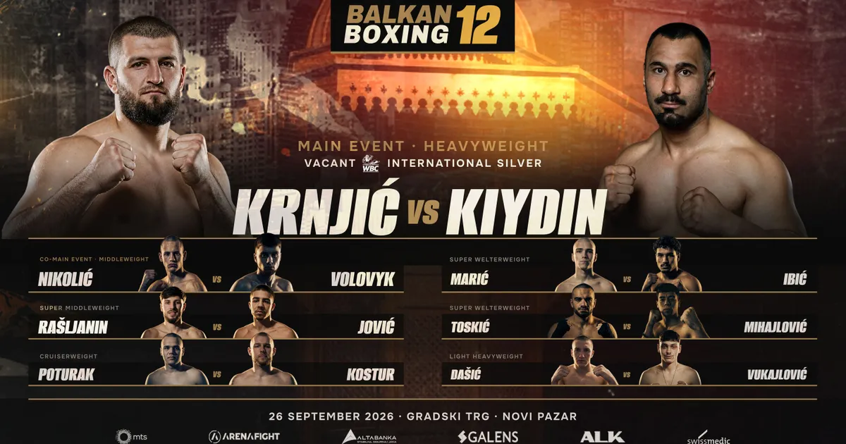 Kompletiran "fight card" za Balkan Boxing 12: Ahmed Krnjić i Jovan Nikolić predvode spektakl u Novom Pazaru!
