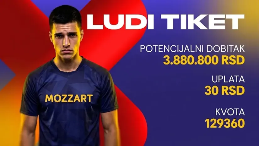 LUDI TIKET (-), subota, 3.880.800 dinara: Pobedu je pogodio, ne i ishod prvog poluvremena
