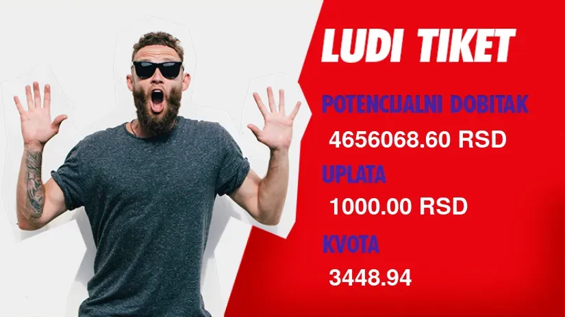 LUDI TIKET (-), subota, 4.656.068 dinara: Francuska Crvena zvezda zatajila u najgore vreme