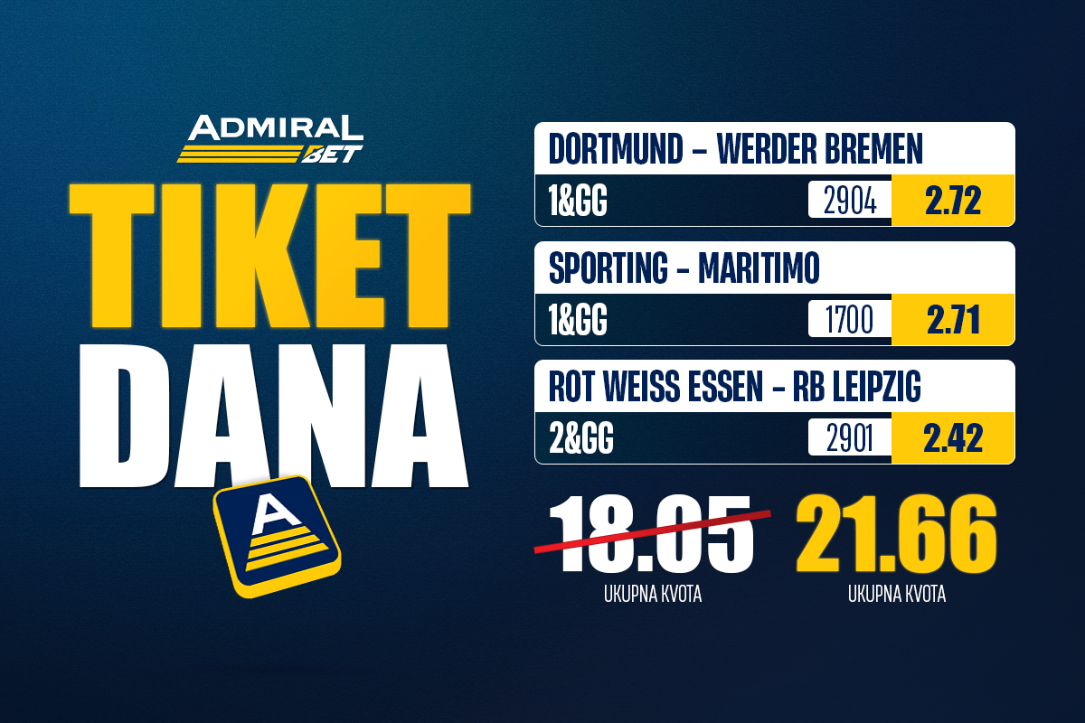 Tiket dana - Nemački kup i Portugal izbor AdmiralBeta!