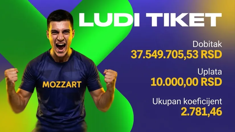 LUDI TIKET, nedelja, 37.549.705 dinara: Mreže pune, a i džepovi, posao odradio Mozzart Relax