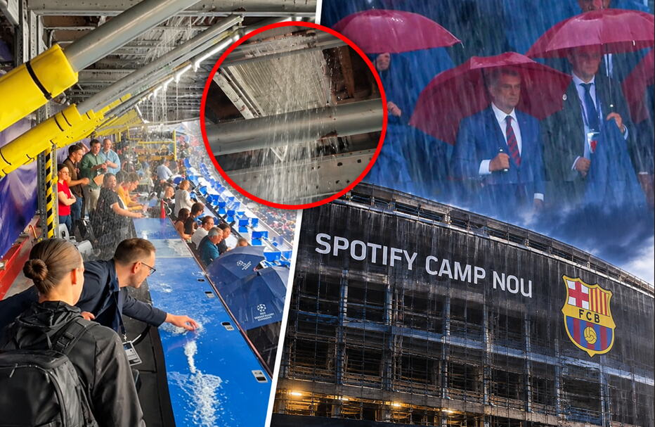SPUCALI MILIJARDU I PO EVRA, A ONDA - VODOPAD! Bruka na čuvenom stadionu, novinari bežali od vode! (VIDEO)