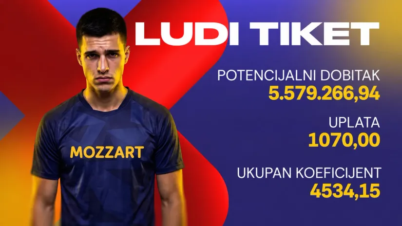 LUDI TIKET (-), nedelja, 5.579.267 dinara: Nedostajao jedan gol u Veneciji