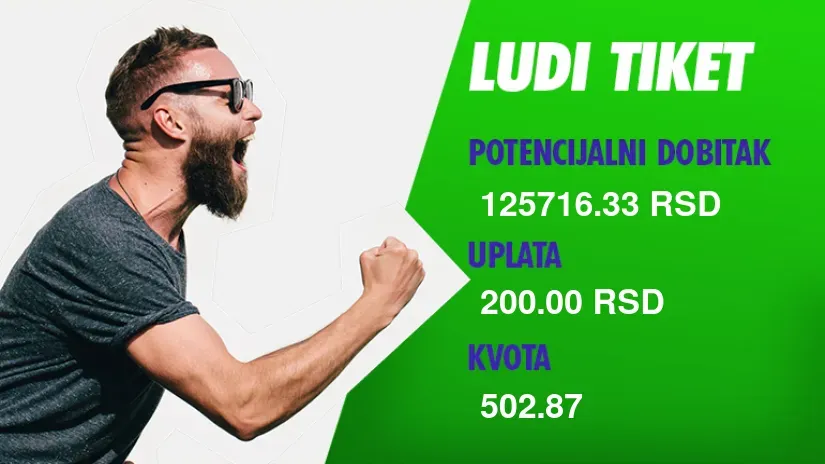 LUDI TIKET, nedelja, 125.716 dinara: Kad dočekaš Cvajtu i kreneš da ređaš